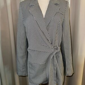 Lea & Viola Black and White Blazer Wrap-Style Jacket